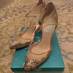 Betsey Johnson champagne Glitter Stela Heel